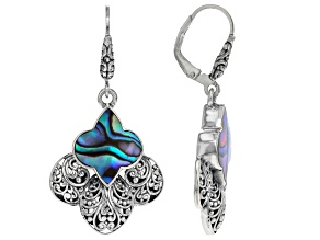 Pre-Owned Abalone Shell Sterling Silver Filigree Earrings