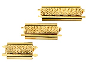 Pre-Owned Bead Slide Clasps in Gold Tone - A Fine Ending For Stitched Beadwork 3 Piece Set