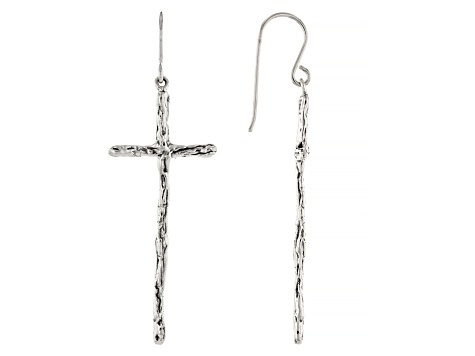 Pre-Owned Sterling Silver Elongated Cross Earrings