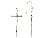 Pre-Owned Sterling Silver Elongated Cross Earrings