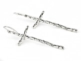 Pre-Owned Sterling Silver Elongated Cross Earrings