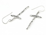 Pre-Owned Sterling Silver Elongated Cross Earrings