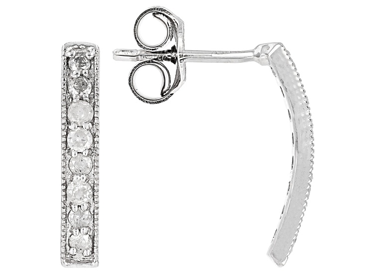 Pre-Owned White Diamond Platinum Over Sterling Silver Drop Earrings 0.35ctw