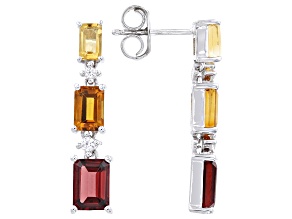 Pre-Owned Red Garnet Platinum Over Sterling Silver Earrings 3.96ctw