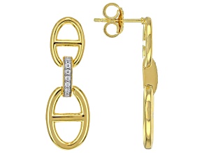 Pre-Owned Moissanite 14k Yellow Gold Over Silver Mariner Link Earrings 0.14ctw DEW.