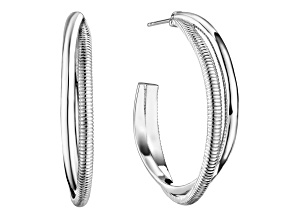 Pre-Owned Judith Ripka Couture Eternity Rhodium Over Sterling Silver Hoop Earrings
