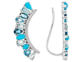 Pre-Owned Multi-Gemstone Platinum Over Sterling Silver Earrings 3.10ctw