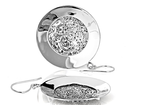 Pre-Owned Sterling Silver Filigree & Hammered Statement Earrings