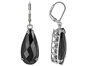 Pre-Owned Black Spinel Rhodium Over Sterling Silver Earrings 22.50ctw