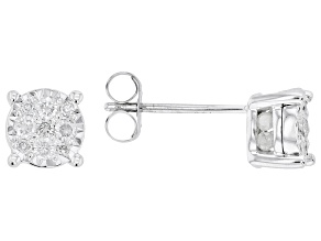 Pre-Owned White Diamond 14k White Gold Cluster Stud Earrings 0.50ctw