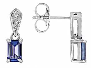 Pre-Owned Blue Tanzanite Rhodium Over Sterling Silver Earrings 1.05ctw