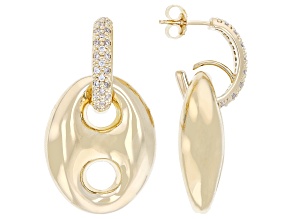 Pre-Owned Cubic Zirconia 18k Yellow Gold Over Bronze Mariner Link Drop Earrings