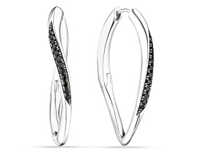 Pre-Owned Judith Ripka Couture Nova Black Spinel Rhodium Over Sterling Silver Earrings