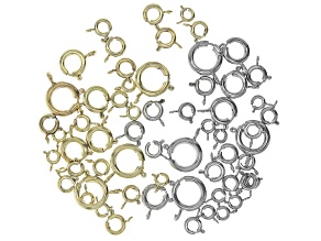 Pre-Owned Gold Tone & Silver Tone Spring Ring Clasp Set in Assorted Sizes Set of 60