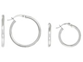 Pre-Owned Sterling Silver 18mm Hoop, 25mm Hoop and 7mm Ball Earring Set of 3