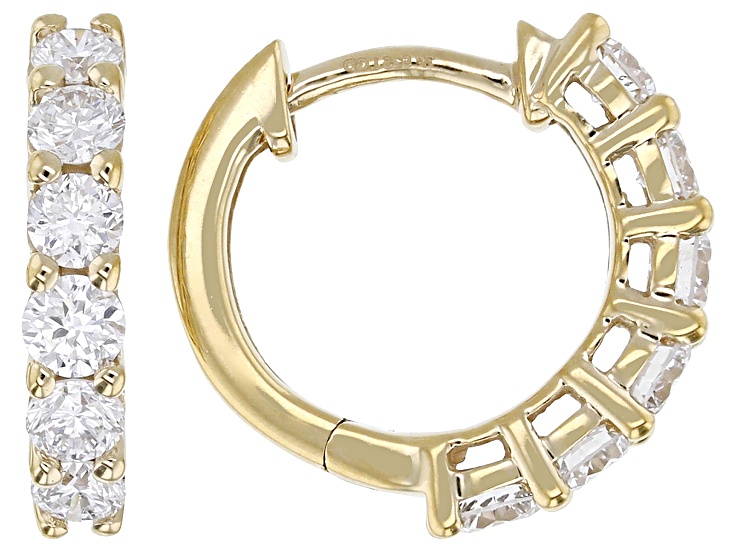 Pre-Owned White Lab-Grown Diamond H SI1 14K Yellow Gold Over Sterling Silver Huggie Earrings 1.00ctw