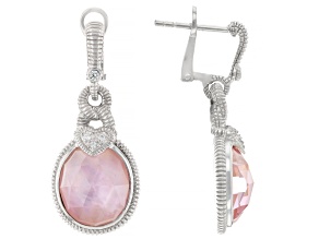 Pre-Owned Judith Ripka Mother-Of-Pearl Cubic Zirconia Doublet Rhodium Over Silver Lola Drop Earrings