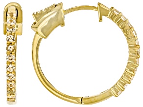 Pre-Owned Orange Imperial Topaz 18K Yellow Gold Over Sterling Silver Hoop Earrings 0.66ctw