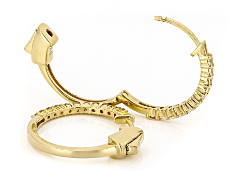 Pre-Owned Orange Imperial Topaz 18K Yellow Gold Over Sterling Silver Hoop Earrings 0.66ctw