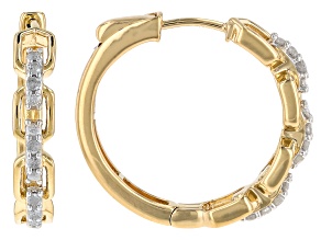 Pre-Owned White Diamond 14k Yellow Gold Over Sterling Silver Hoop Earrings 0.33ctw