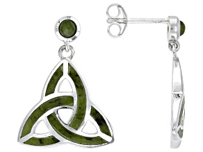 Pre-Owned Inlay Connemara Marble Sterling Silver Trinity Knot Earrings 3mm