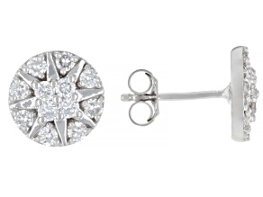 Pre-Owned White Lab-Grown Diamond G-H VS Rhodium Over Sterling Silver Earrings 0.80ctw