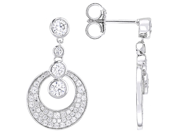 Pre-Owned Moissanite Platineve Dangle Earrings 1.82ctw DEW.