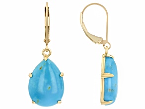 Pre-Owned Kingman Turquoise 18k Yellow Gold Over Sterling Silver Earrings