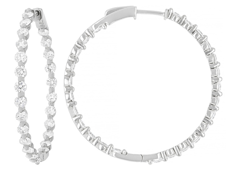 Pre-Owned Round White Lab-Grown Diamond F-G VS2 Rhodium Over Sterling Silver Inside-Out Hoop Earring