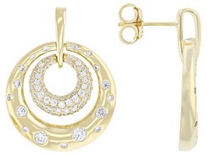 Pre-Owned Moissanite 14k Yellow Gold Over Sterling Silver Doorknocker Earrings 1.70ctw DEW.