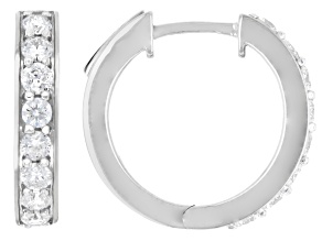 Pre-Owned White Lab-Grown Diamond H SI Rhodium Over Sterling Silver Huggie Earrings 1.00ctw