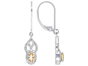 Pre-Owned Mandarin Garnet With White Diamond Rhodium Over Silver Earrings 0.75ctw