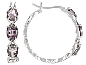 Pre-Owned Multi Color Spinel Rhodium Over Sterling Silver Hoop Earrings 2.55ctw