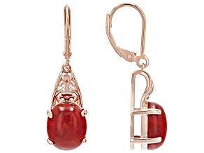 Pre-Owned Red Coral Copper Earrings 11.5x9.5mm