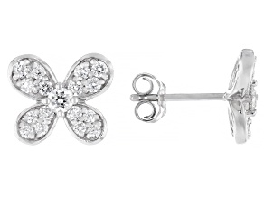 Pre-Owned White Lab-Grown Diamond H SI Rhodium Over Sterling Silver Stud Earrings 0.90ctw