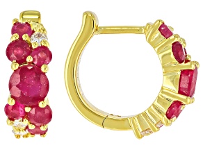 Pre-Owned Red Mahaleo®Ruby 18k Gold Over Sterling Silver Earrings 2.70ctw