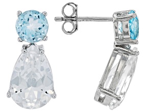 Pre-Owned Sky Blue Topaz Rhodium Over Sterling Silver Earrings 8.80ctw