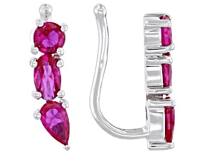 Pre-Owned Lab Created Ruby Rhodium Over Sterling Silver Earrings 1.42ctw