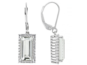 Pre-Owned Green Prasiolite Rhodium Over Sterling Silver Earrings 5.58ctw