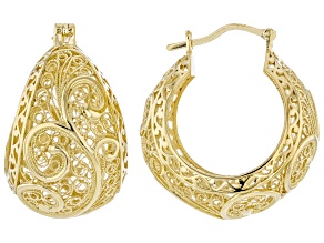 Pre-Owned 18K Yellow Gold Over Sterling Silver Filigree Bubble Hoop Earrings 30mm