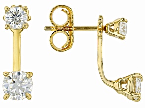 Pre-Owned Moissanite 14k Yellow Gold Over Sterling Silver Earrings 0.98ctw DEW