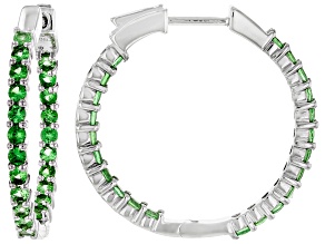 Pre-Owned Mint Tsavorite Rhodium Over Sterling Silver Hoop Earrings 3.35ctw