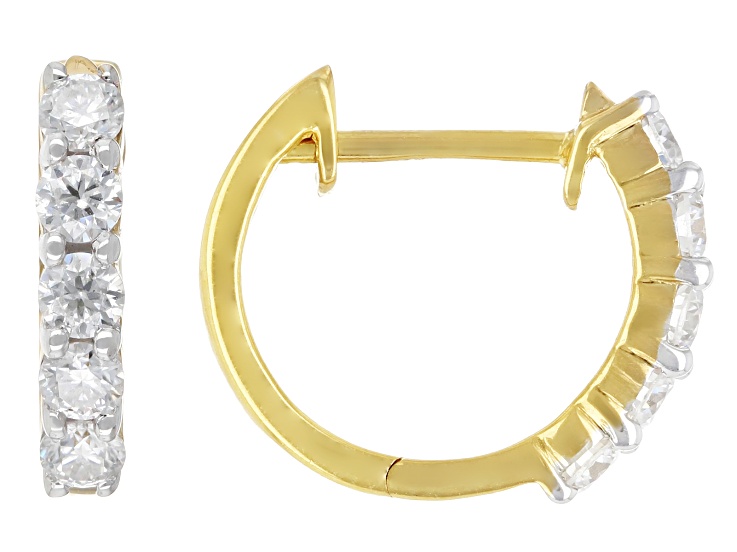 Pre-Owned Moissanite 14k Yellow Gold Over Silver Hoop Earrings 0.50ctw DEW