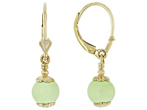 Pre-Owned Gaspeite 10k Yellow Gold Earrings