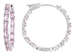Pre-Owned Pink Cubic Zirconia Rhodium Plated Inside-Out Hoop Earrings 8.32ctw