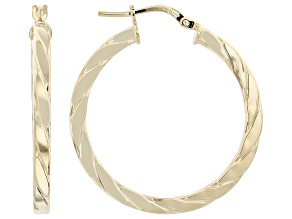 Pre-Owned 18k Yellow Gold Over Bronze Interwoven Hoop Earrings