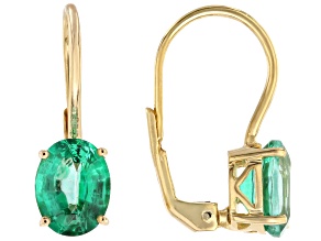 Pre-Owned Emerald Glow Topaz 18k Yellow Gold Over Sterling Silver Earrings. 3.96ctw