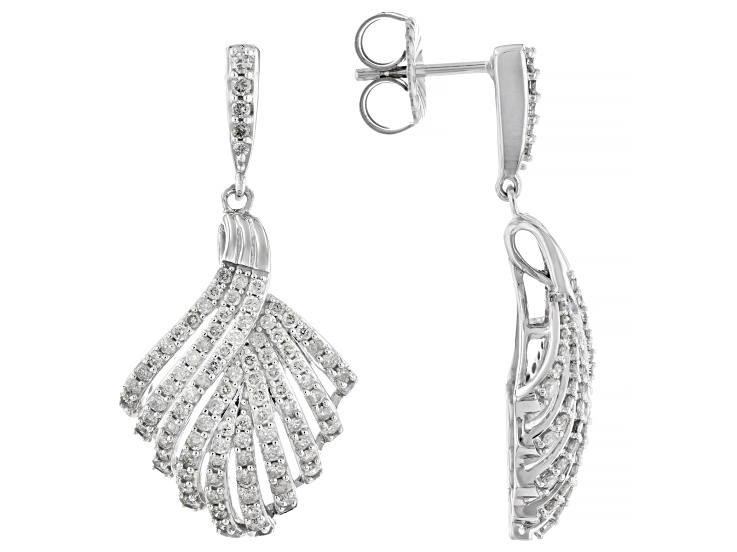 Pre-Owned White Diamond 10k White Gold Dangle Earrings 1.50ctw