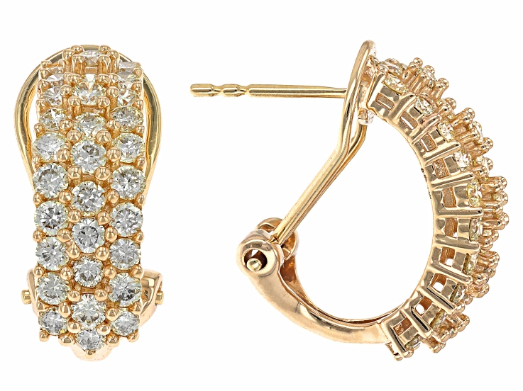 Pre-Owned Natural Yellow Diamond 10k Yellow Gold J-Hoop Earrings 1.70ctw