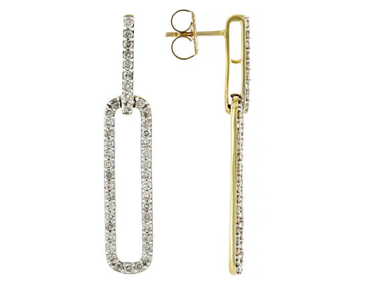 Pre-Owned White Diamond 10k Yellow Gold Dangle Earrings 1.50ctw
